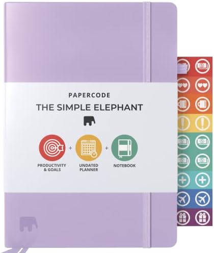 Papercode Daily Planner 2023 - Simple Elephant Undated Daily, Weekly, and Monthly Calendar Planner for Productivity & Goal Setting, Lilac