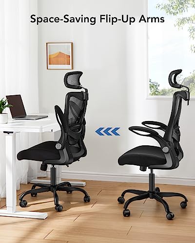 Huanuo Ergonomic Mesh Office Chair, High Back Desk Chair With Adjustable Lumbar Support & Headrest, Flip-Up Armrests, And Adjustable Height, Home Computer Chair With Tilt Lock Function #TOP5