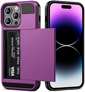 VUNAKE Compatible with iPhone 14 Pro Max Case Card Holder Slot Case Wallet Case Dual Layer Protective Case Heavy Duty TPU Hard PC Bumper Shockproof Phone Case Cover for iPhone 14 Pro Max(Purple)