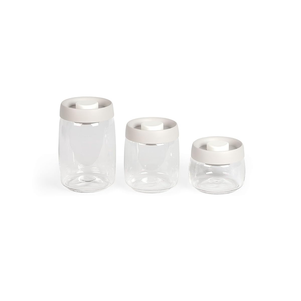 Livoo, MEN401 Set of 3 Storage Jars, Borosilicate Glass, Lid with Vacuum, Capacity: 400 ml, 800 ml and 1.2 L
