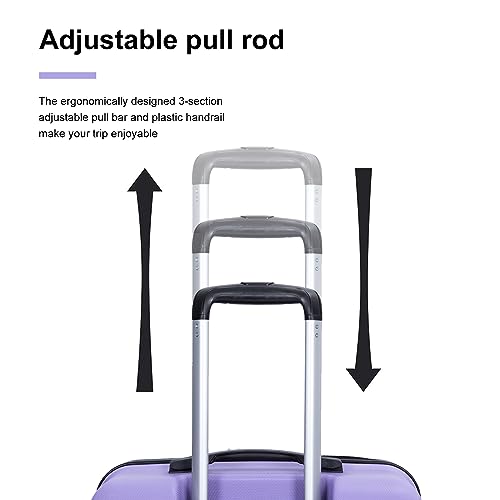 3 Piece Luggage Sets, PC Lightweight Expandable Suitcase with Two Hooks, Spinner Wheels, TSA Lock, (20/24/28) (Purple)3