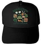 Wimbledon United Kingdom Keepsakes Black Unisex Mesh Back Trucker Hat with Adjustable Snapback