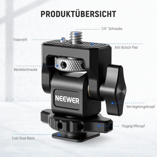 NEEWER Feldmonitorhalterung mit Cold Shoe(2er),1/4" Schraube für 5" & 7" Kamera Monitor Mount… – Ansicht 2