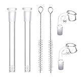 6-Piece Lab-Grade Borosilicate Glass Kit with 90° & 45° Funnels, 2 Glass Downstem Tubes, 2 Cleaning Brushes for Lab, Home & Kitchen Experiments