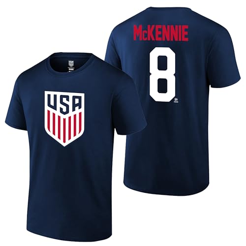 Icon Sports Officially Licensed US Men's National Soccer Team Weston McKennie Cotton T-Shirt - Unisex Adult - MNT480CT Navy XL