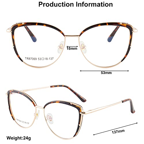 Image of Cat Eye Blue Light Blocking Glasses Women TR90 Lightweight Computer Eyeglasses Anti blue-ray Eyewear