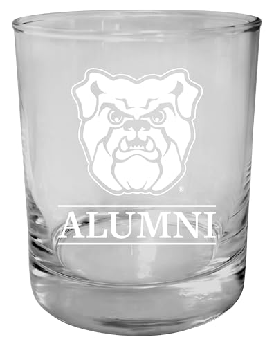 R and R Imports Butler Bulldogs 11 oz Round Whiskey Glass – Officially Licensed Engraved Alumni Design (4-Pack)