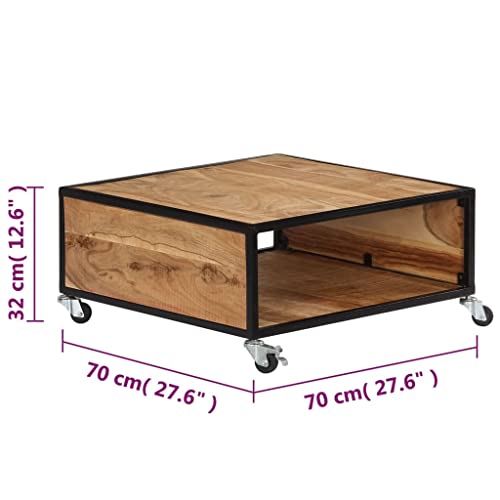 Mesa de centro con ruedas y almacenamiento de madera solventa espacio en salon 3