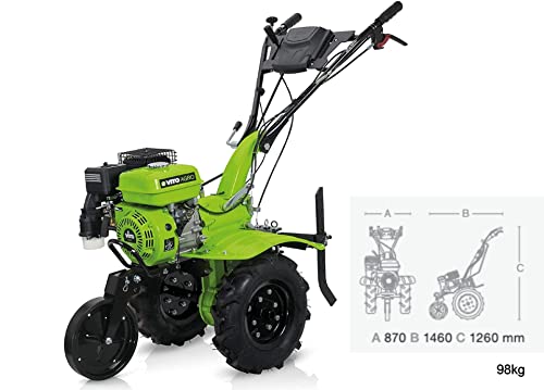Foto von VITO 7PS Benzin Motorhacke Einachsschlepper mit Anhänger - Einachser mit Anhänger Motorhacke 7PS Benziner - Kartoffelroder + Pflug + Häufelkörper + Fräse 115cm Arbeitsbreite (VIMETD7 + Anhänger)