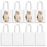 8 Pieces Craft Canvas Bag Sublimation Polyester Screen Printing Blank Canvas Tote Bag Reusable...