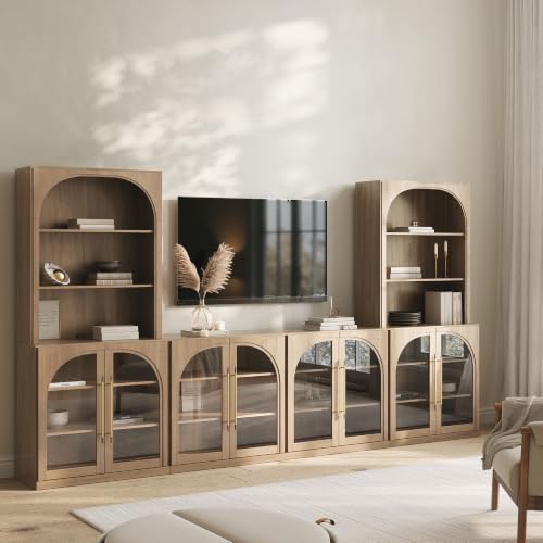Image of BELLEZE Jagger 130 inch Wall Unit 5-Piece Modular TV Stand - Camel