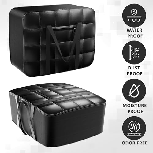 Image of Kuber Industries Storage Bag | Parachute Travel Duffle Bag | Foldable Underbed Storage Bag | Attachi Storage Bag For Clothes with Handle | Medium | Black