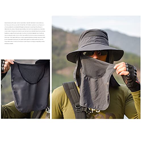 Boné de sol com capa removível para pescoço, aba larga, chapéu de pesca, proteção solar para o verão