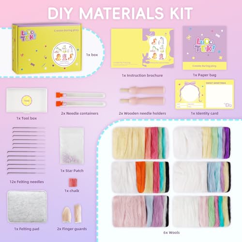 Image of LUDOTEK Needle Felting Kit, 6 PCS Animal Needle Felting Beginner Kits, Wool Felt Needle Felting Tools Foam Pad, Craft Party Supplies for Beginners Adult(6pack Unicorn)