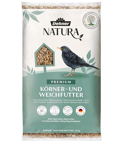Dehner Natura Premium Wildvogelfutter, Körnerfutter / Weichfutter, Ganzjahresfutter proteinreich / energiereich, hochwertiges Vogelfutter für Wildvögel, 10 kg