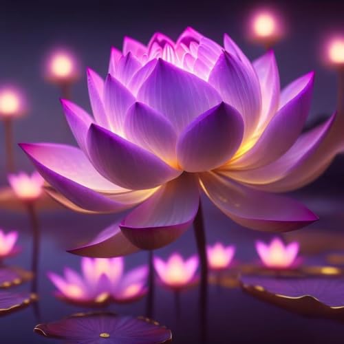 Diamond painting fleurs de lotus pour decoration murale salon 65x65