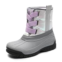 FUPPIA Toddler Boys Girls Snow Boots Velvet Lined Elastic Band Waterproof Non-Slip Boot Outdoor Winter Warm Shoes for Kids Purple 1