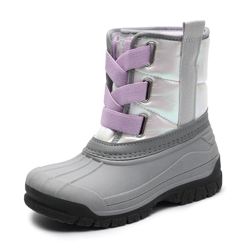 FUPPIA Toddler Boys Girls Snow Boots Velvet Lined Elastic Band Waterproof Non-Slip Boot Outdoor Winter Warm Shoes for Kids Purple 2