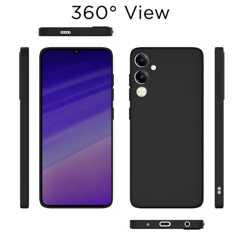 Image of Outlouders Back Cover for iQOO Z10 lite 5G / Vivo T4 lite 5G / Y19 5G / Y19e / Y04 4G / Y29s 5G | Camera Protection | Durable Soft Matte Silicone Bumper Case (Black)