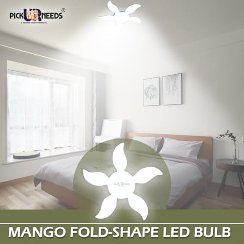 Image of Pick Ur Needs B22 Foldable LED Blade Light Fan Bulb, 60 Watt, Super Bright Angle Adjustable Home Ceiling Lights, Cool White Light (P2)