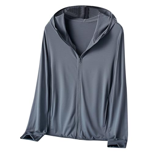 Men's UPF 50+ Zipper Sun Hoodie Lightweight Fishing Rash Guard Shirt for Hiking Outdoor UV Protection Lightweight Quick Dry