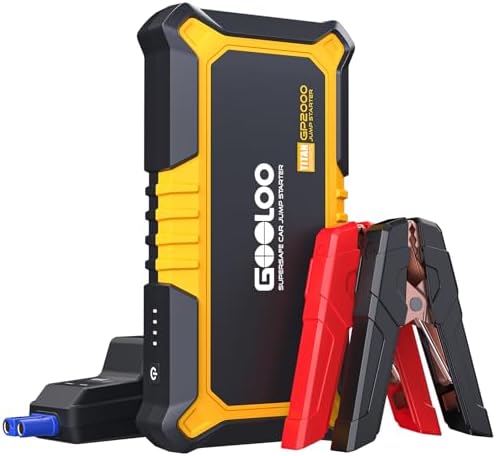 GOOLOO New GP2000 Jump Starter 2000A Car Starter Battery Pack (Up to 8.0L Gas, 6.0L Diesel Engine),12V Car Battery Charger Jumper Starter, Supersafe Portable Lithium Jump Box with USB Quick Charge