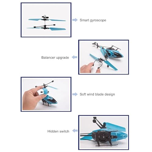 Image of Remote Control Gravity Sensor Helicopter Toy, with Shock Detection Auto Power Off, USB Charging, for Kids (Blue)