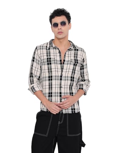 Chemise à carreaux homme noire coupe régulière à manches longues S