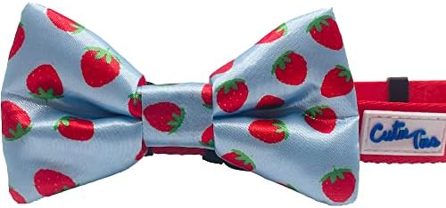 Cutie Ties Dog Bow Tie Strawberries- 2" x 4" Premium Quality Bow Ties for Dogs - Slip Over Elastic Bands - Cute Dog Tie Fits Most Collars - Dog Tie for Small, Medium and Large Breeds