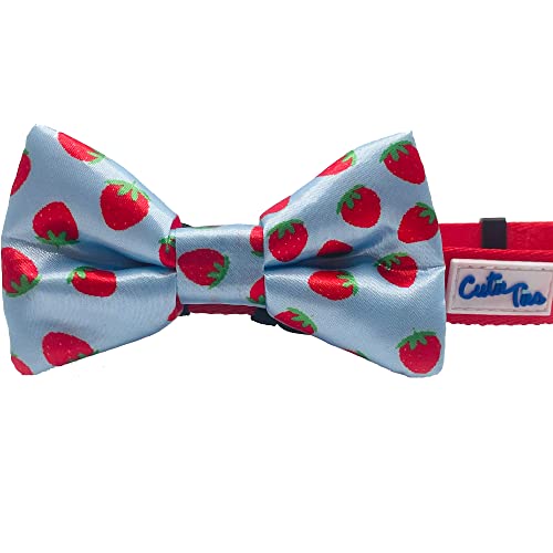 Cutie Ties Dog Bow Tie Strawberries- 2" X 4" Premium Quality Bow Ties For Dogs - Slip Over Elastic Bands - Cute Dog Tie Fits Most Collars - Dog Tie For Small, Medium And Large Breeds #TOP3