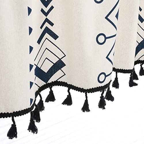 Inselnwald Boho Tassel Valance For Kitchen Geometric Striped Short Window Curtains Valance For Bathroom/Living Room Home Decors 60 By 18 Inches Navy Blue #TOP5