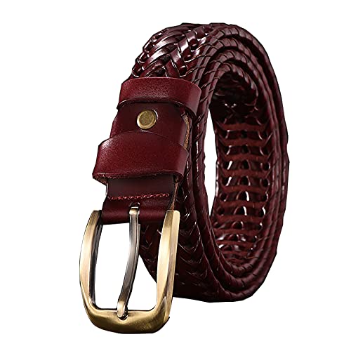 Mens Braided Leather Belt Woven Belts with Single Prong Buckle for Men Casual Jeans Belt Dress Golf Belt