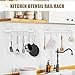 HOMEBROS Kitchen Utensil Hanger, Adhesive Utensil Holder Wall Mount Kitchen Rack Rail with 12 Hooks, Space Saving and No Drilling, White, 2 Pcs