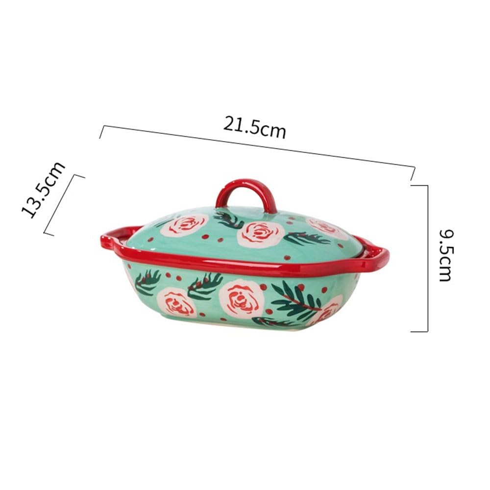 Piatto da forno Teglia rettangolare in ceramica con doppio manico floreale colorato