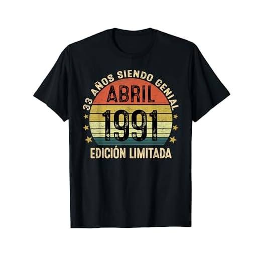 Abril 1991 33 Años Cumpleaños Hombre Regalos Vintage 1991 Camiseta