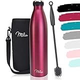 Milu Termo Botella de Agua 500ml, 750ml, 1l - Acero Inoxidable - Aislamiento de Vacío de Doble Pared - Libre BPA (Berry, 1000ml)