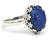Hergestellt in Indien Ring Silber 925 Sterlingsilber Lapis Lazuli blau Stein (Nr: MRI 185), Ringgröße:58 mm/Ø 18.5 mm