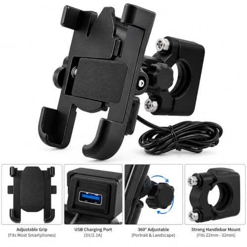 Generic Kaka Kart Motorcycle Mobile Holder with USB Charging - Image 2