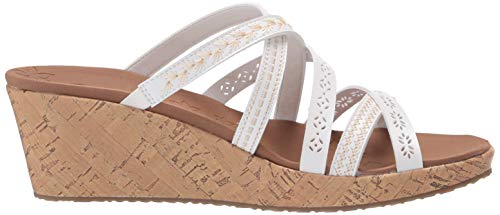 Skechers Women's Slide Wedge Sandal, White, 12 #TOP5
