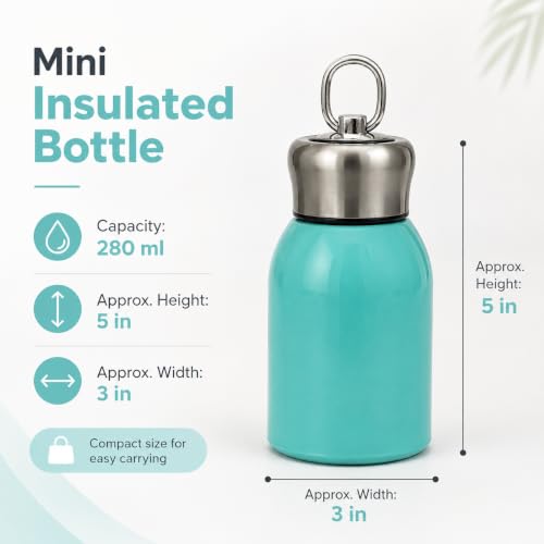 Image of Mini Insulated Stainless Steel Water Bottle 280 ml, Aqua Blue