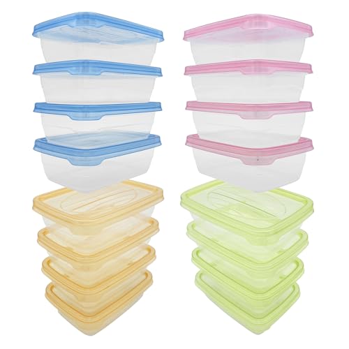 MAKREL Pack of 16 Small Rectangular 300ml BPA-Free Storage Containers with Transparent Lids. Unbreakable Mini Food Tubs, Dishwasher, and Microwave Safe
