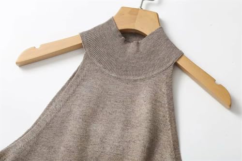 Rfmfkkg Women Turtleneck Knitted Vest Cropped Solid Elastic Slim Vintage Sleeveless Female Tank Tops4
