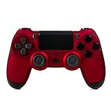 PlayStation 4 Custom Soft Touch Controller for Sony PS4 - Soft Touch Feel, Added Grip, Custom Blackout Buttons, and a Metallic Red Color - Compatible with all PS5 Consoles