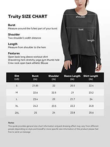 Women Long Sleeve Open Back Workout Yoga Shirts With Thumb Hole- Crew Neck Backless Athletic Loose Fit Gym Top Shirt Grey #TOP5