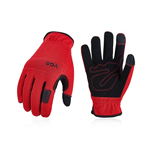 Vgo... Work Gloves Touchscreen Utility, Safety Working Gloves Men for Building Warehouse Delivery 1 pair, Red, XX Large (Pack of 1)