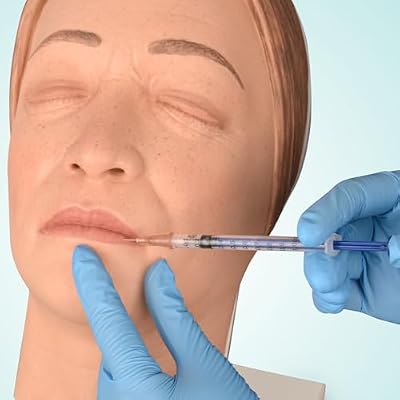 Injection Face Training Model for Injection Practice, Silicone Mannequin Face, Multi-Directional Injection Training Facial Model for Medical Students, Estheticians