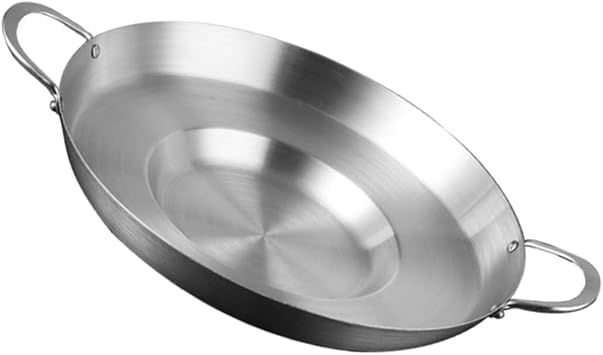 Zerodeko Flat Bottom Concave Gong Pot Grill Large Mexican Style Wok Comal Steak Frying Pan Heavy Duty Baking Pans Stir Fry Skillet Commercial Barbecue Skillet Potato Stainless Steel Egg