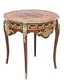 Profondeur: 76 cm Casa Padrino Table d\'Appoint Baroque Acajou Marqueté/Doré H78 x 76 cm - Table d\'Appoint Style Louis XVI - Mobilier