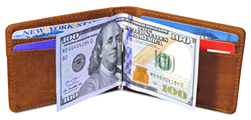 Men's Full Grain Leather RFID Blocking Slim Bi-Fold Wallet w/ Bottle Opener3