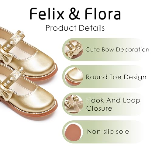 Image of Felix & Flora Toddler Girl Mary Jane Dress Shoes - School Oxford Flats for Girl Party Shoes.